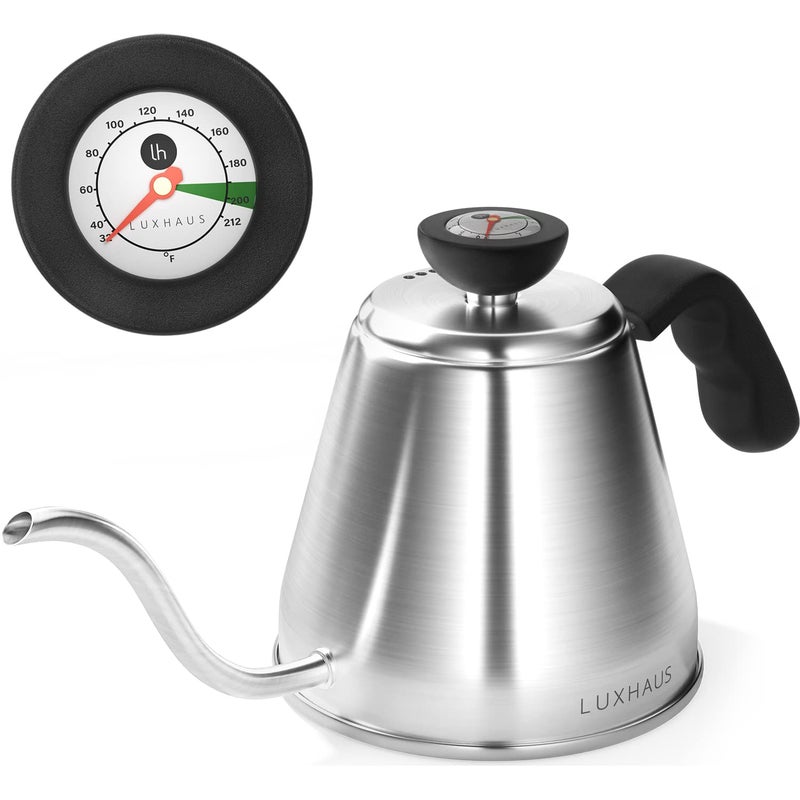 LuxHaus Pour Over Kettle - Gooseneck Kettle With Thermometer - Coffee and Tea Maker for Stovetop - 40oz - Image 1